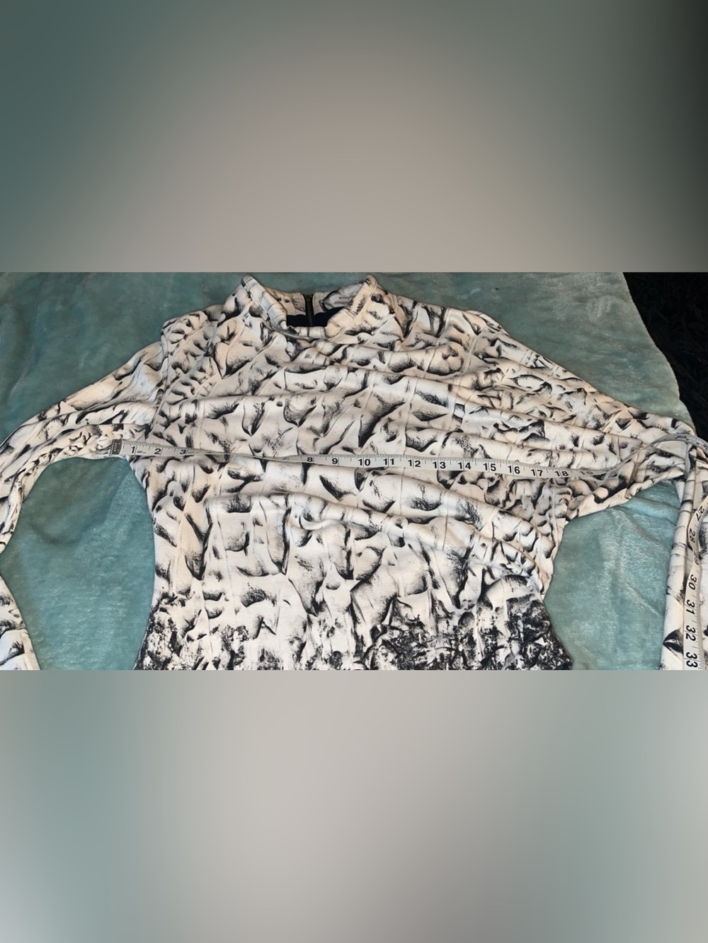 Helmut Lang Abstract Print Draped Mock Neck Dress Medium Made in USA - Picture 8 of 11
